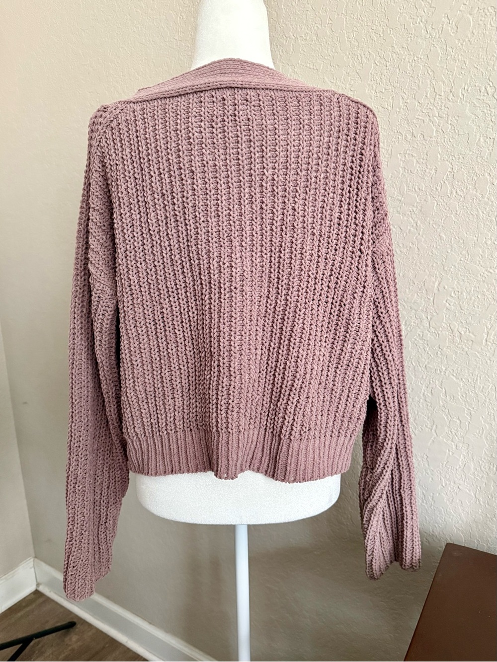 POL Chunky Chenille Knit Button Cardigan Taupe Brown Size Small - Picture 13 of 13